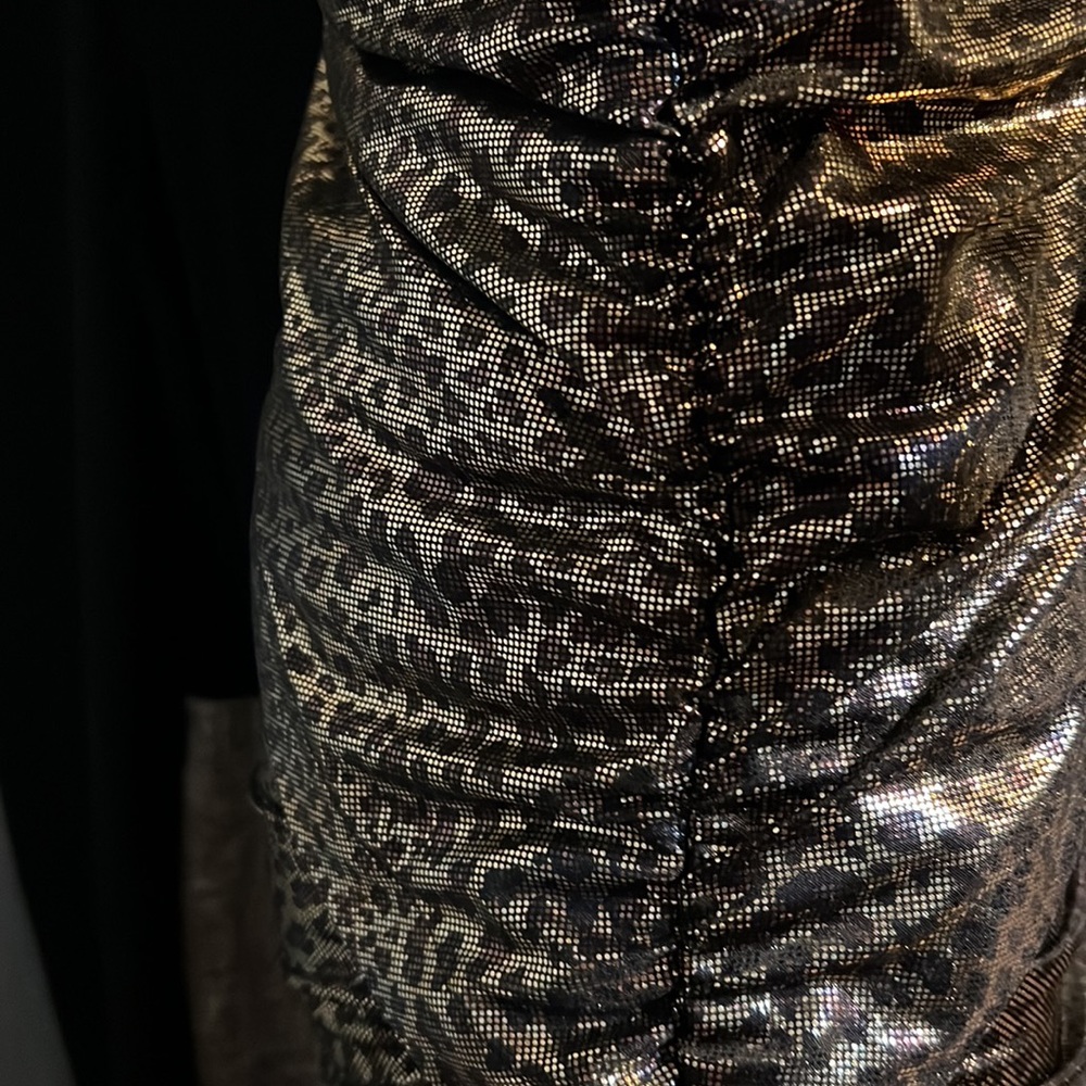 Bebe Addition metalic gold leopard print size XS raunch mini ddress - Picture 14 of 17